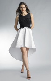 A-line High-low Jewel Strapless Lace Keyhole Dress