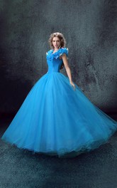 Full-Length Organza Lace Sweetheart Bell Corset Ruffled Tulle Ball Gown