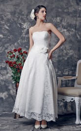 Sleeveless Floral Lace Sweetheart Elegant 3-4-Length Dress