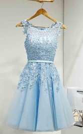Lovely Popular Sleeveless Jeweled A-line Knee-length Lace Dress