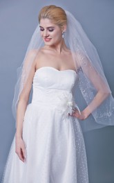 Two Tier Mid Length Veil With Beadings