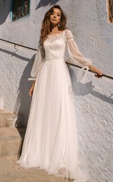Vintage Lace A Line Bateau Sweep Train Wedding Dress with Ruching
