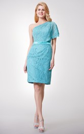 Fitted Side Draping One-Shoulder Fabulous Lace Dress