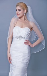 Beaded Trim Two Tier Mid Length Veil Style
