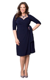 Jersey Half Sleeve midi Criss cross Ruched Dress With Draping