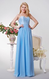 Backless A-line Long Chiffon and Lace Dress With Bow