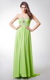 Ruched-Bodice Jeweled Empire Waist Two-Toned Alluring Dress