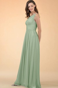 Simple A Line Chiffon One-shoulder Floor-length Bridesmaid Dress With Ruching
