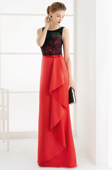 black and red evening dress