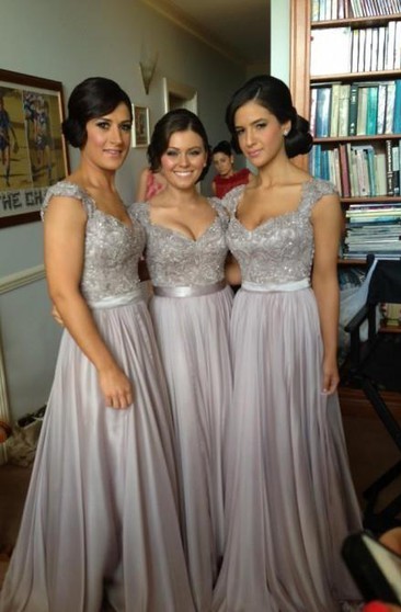 light gray bridesmaid dress