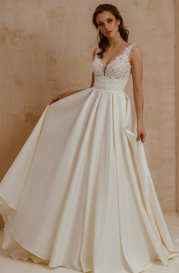 satin and lace wedding gowns