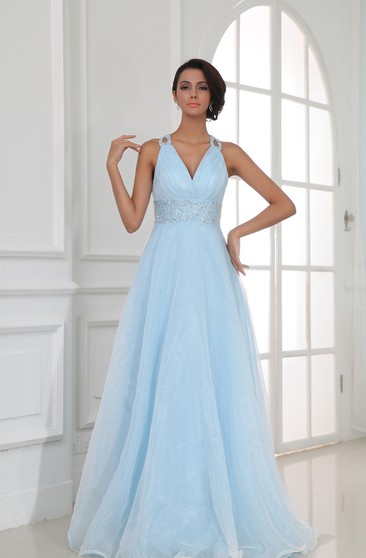 light blue sparkly prom dress