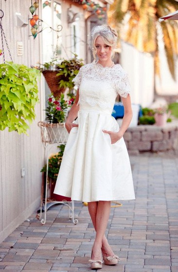 mature bride tea length wedding dresses