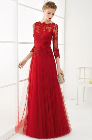 red party dress with sleeves