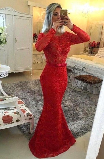 red party dress with sleeves