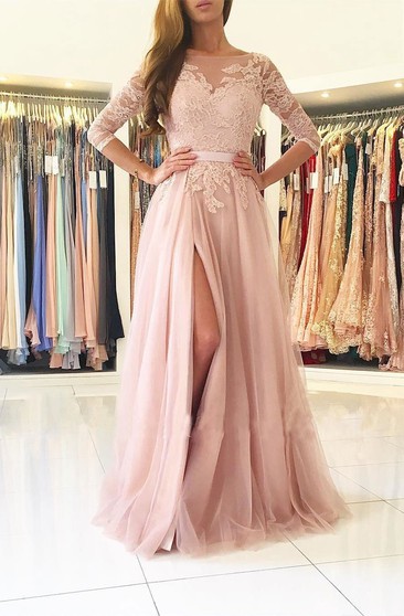 blush pink formal gown