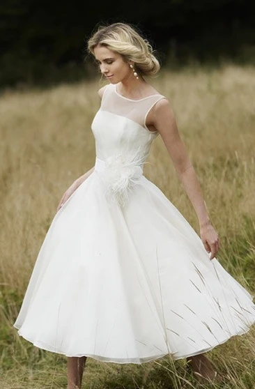 Plus Figure Tea Wedding Gowns Large Size Calf Length Bridal Dresses Dressafford