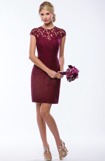 burgundy knee length bridesmaid dresses