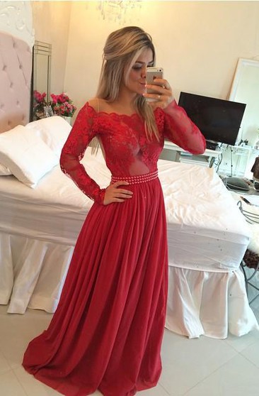 red long dress long sleeve