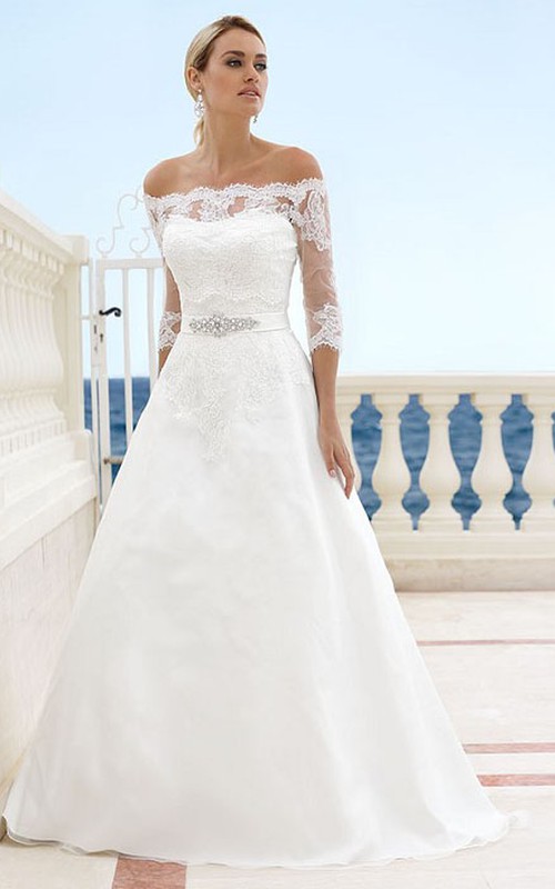 off-the-shoulder-3-4-sleeve-a-line-wedding-dress-with-lace-dress-afford