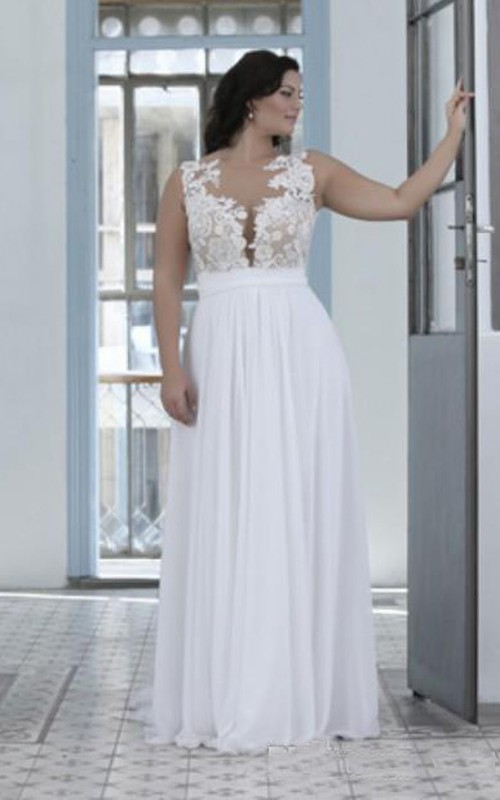 Jewel Chiffon Lace  Sleeveless Wedding Gown