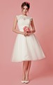 Knee-Length Jacket A-Line Cap-Sleeved Wedding Dress