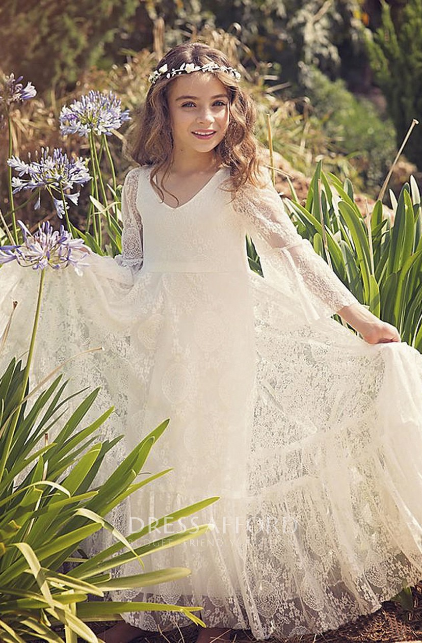simple lace flower girl dress