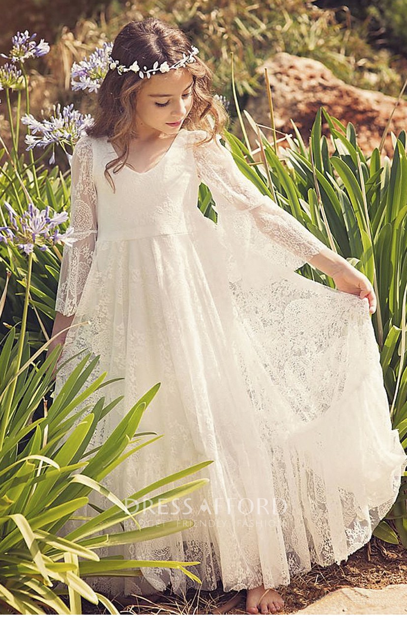 simple lace flower girl dress